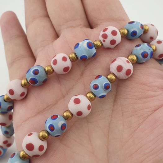 Antique Venetian Style Eyes Glass Beads Necklace