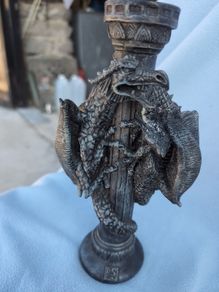 Gothic fantasy dragon pillar candlestick