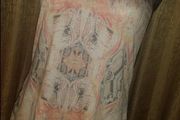 Lustre very long at the back asimmetric unusual top/tunic size UK8 EUR36 Postage included