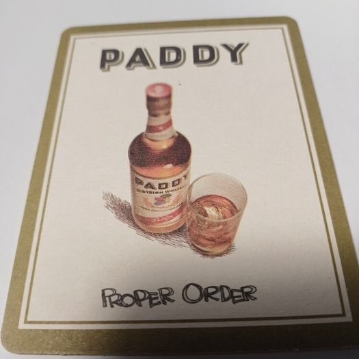 Paddy Whisky - Vintage Coaster Beer Mat - Proper Order
