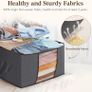 95L Clothes Storage Bags Large Storage Box With Lid Packing Boxes for Moving House With Reinforced Handle Thick Fabric Clear Window for Clothes Duvet Blankets Bedding, 3 Pack, Grey Image 3