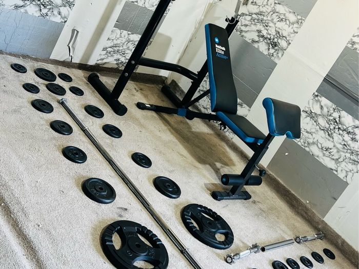 Iron Weights Adjustable Rack Bench Barbell Dumbbells