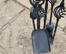 Fireside set and 2 matching candlesticks