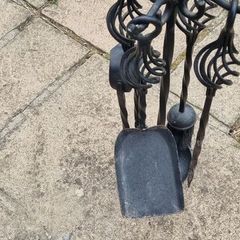 Fireside set and 2 matching candlesticks