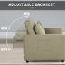 Loveseat Sofa Bed, Convertible Bed Settee with 2 Cushions, Side Pockets for Living Room, Light Brown Image 6