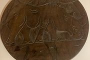 Ebony wood hand craved round plate free postage