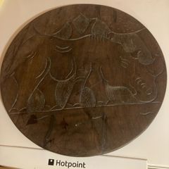 Ebony wood hand craved round plate free postage