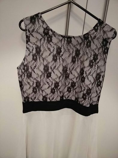 Pink Brand Black Lace and White Dress