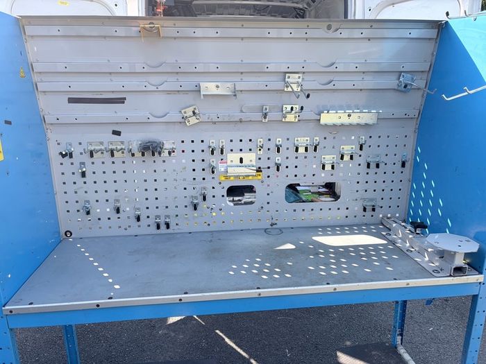 Bri-Stor van workbench, shelves and BOTT hooks