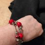 red beaded memory wire wrap bracelet. Image 4