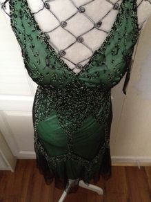 BNWT...Stunning Sage/Black Occasion Wear Dress With Stretch (labelled 8. Size 10-12)