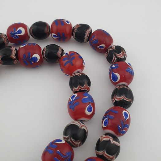 Antique Venetian Style Floral & Trade Glass Beads Necklace
