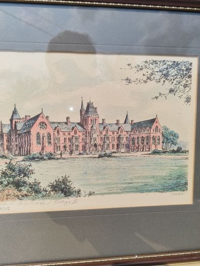 Vintage coloured etching - Belfast University College