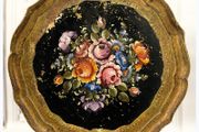 Large Vintage Handpainted Florentine Italin Serving Tray Floral Still life