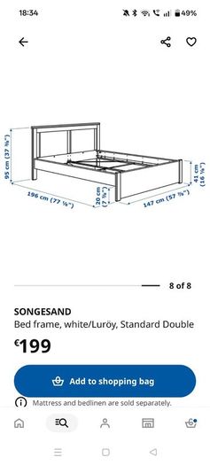 IKEA Double Bed Songesand with drawers