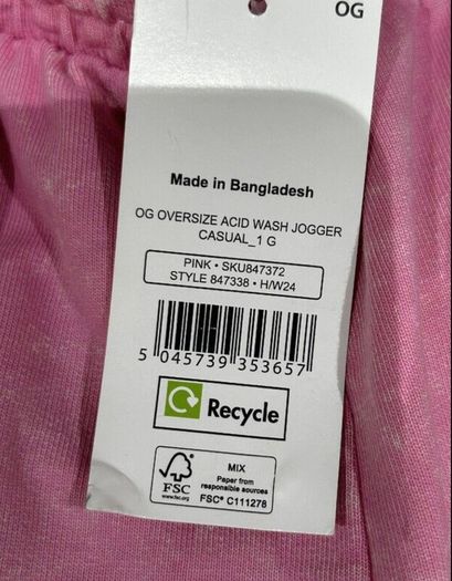 Brand New Girls Oversized Pink Joggers. Age UK 9 / EU 134 cm