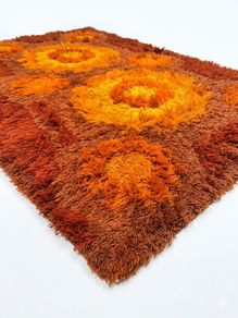 Vintage Retro Mid Century Scandinavian Wool Rug