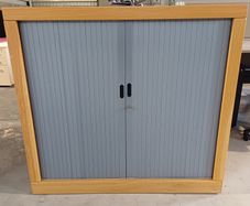 Oak Wooden Tambour Cabinet