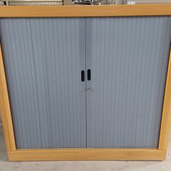 Oak Wooden Tambour Cabinet