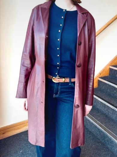Vintage real leather trench coat from the late 90s - Size S/8