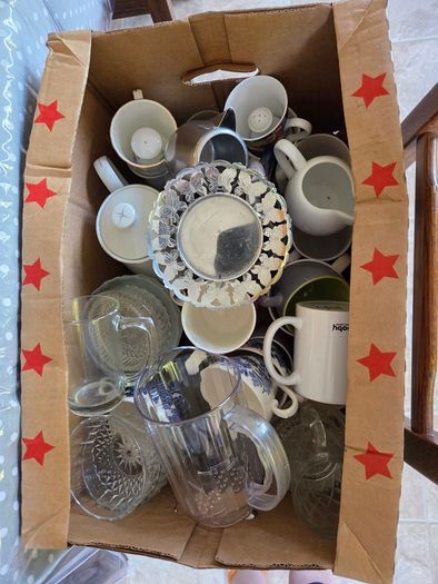 Free Box of Cups, Jugs, Bowls, Glassware Etc