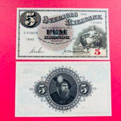 Sweden  5 Kronor  1945 Pick  33  UNC
