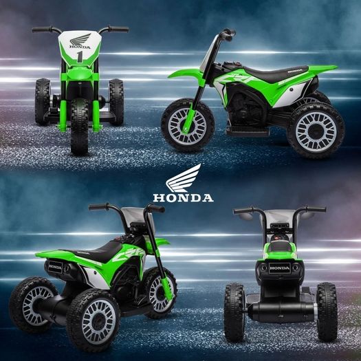 6V Kids Motorbike, Three-Wheel Kids Electric Bike with Horn, Startup Sound for Ages 18-36 Months Green