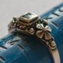 Vintage Sterling Silver Black Stone Floral Ring UK J/K EU 50 Image 2