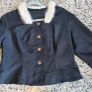 vintage black figured jacket fur collar Image 4
