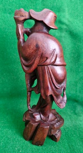 Antique Hand Carved Rosewood Oriental Figure