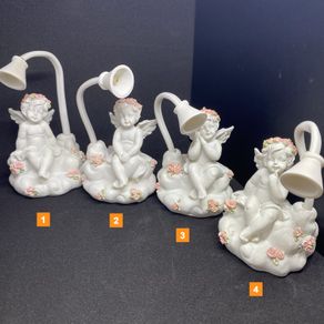Little Angel Polyresin Lamp | White, Battery powered