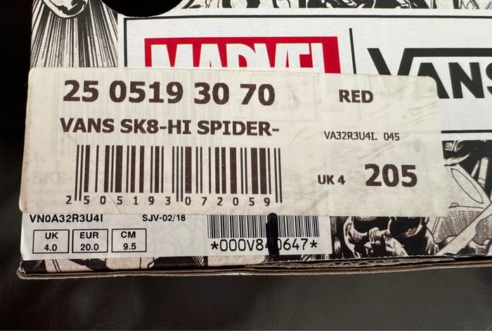 Marvel Vans Spiderman Toddler Shoes