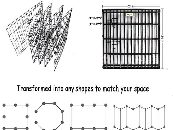 UNDERDOG 8 Panel Playpen Suitable for Dogs/Puppies/Cats & Rabbits foldable ideal for Indoor/Outdoor use puppy play pen (61cm, Black)