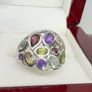 Silver African Amethyst & Multi-Gemstone Cluster Ring Image 5