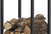 Firewood Rack Wooden Shelter for Indoor and Outdoor Use Wood Storage Made of Steel Firewood Stand Black