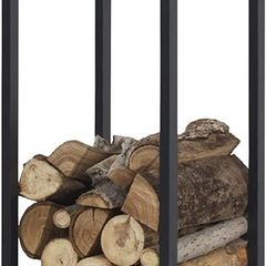 Firewood Rack Wooden Shelter for Indoor and Outdoor Use Wood Storage Made of Steel Firewood Stand Black