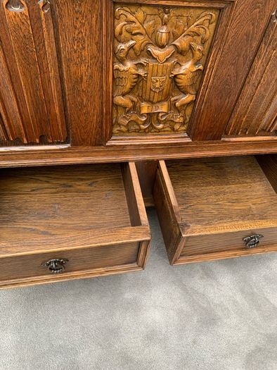 Antique Oak Blanket Box With Drawers.