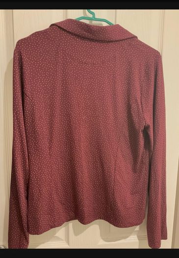 Zilch Amsterdam Plum Burgundy Polka Dot Jersey Soft Blazer Jacket Size XL