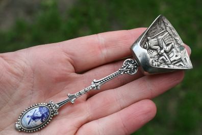 Dutch Silver Souvenir Spoon Shovel With Windmill On Handle Holland 4,5 Long