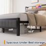 Double Bed Frame with Upholstered Headboard, Wooden Storage Headboard Shelf, 4ft6 Upholstered Bed Frame Image 4