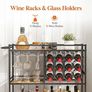 Drink Trolley, Bar Cart with Lockable Wheels, 12 Wine Rack and 3 Rows Glass Holders, Kitchen Serving Cocktail Alcohol Trolley for Dining Livingroom, 3 Tier, 80.2 x 33.2 x 86 cm, Rustic Brown Image 5