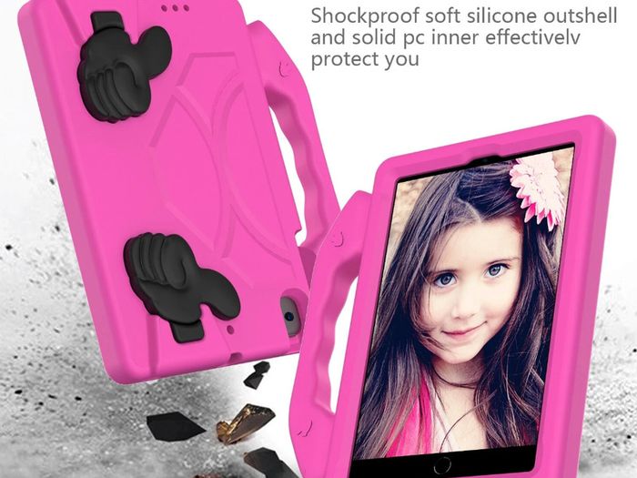 For Apple iPad Mini 4 / 5 Kids Friendly Case Shockproof Cover With Thumbs Up - Pink