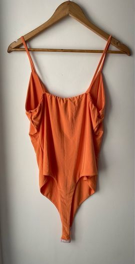 Prettylittlething bodysuit slinky tangerine double layer size 16