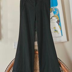 Topshop Y2K mid rise black flared wide leg ladies trousers Size 10