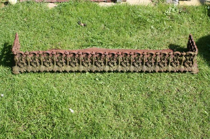 Antique Cast Iron Fire Fret Guard Front bars Fireplace grate 44" x 10"