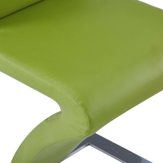 Dining Chairs with Zigzag Shape 4 pcs Green Faux Leather