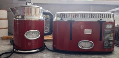 Russell Hobbs red kettle and toaster set
