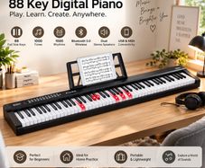 88 Key Semi Weighted Digital Piano Bluetooth MIDI Headphones