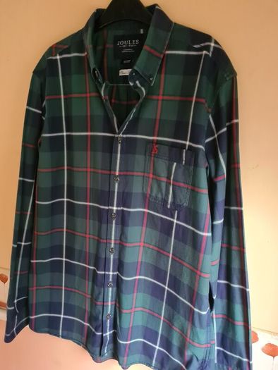 mens JOULES long sleeve shirt Size Medium classic fit tartan check navy green