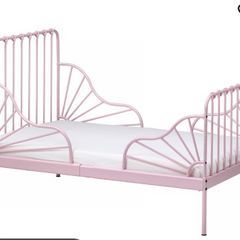 Ikea pink extendable toddler bed with mattress